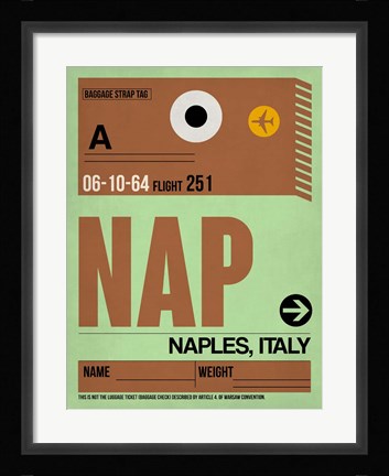 Framed APF Naples Luggage Tag I Print
