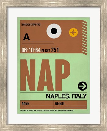 Framed APF Naples Luggage Tag I Print