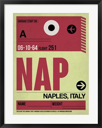 Framed APF Naples Luggage Tag II Print