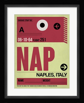 Framed APF Naples Luggage Tag II Print