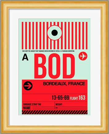 Framed BOD Bordeaux Luggage Tag I Print