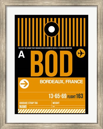 Framed BOD Bordeaux Luggage Tag II Print
