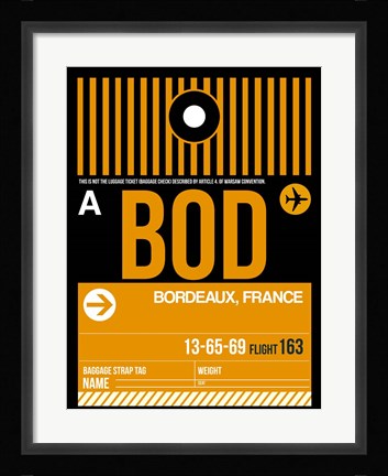 Framed BOD Bordeaux Luggage Tag II Print