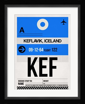Framed KEF Keflavik Luggage Tag I Print
