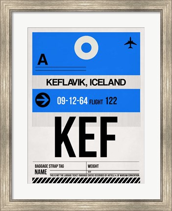 Framed KEF Keflavik Luggage Tag I Print