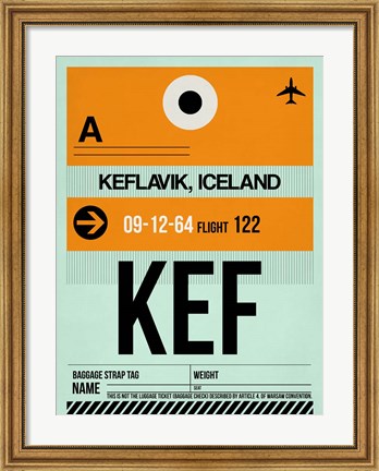 Framed KEF Keflavik Luggage Tag II Print