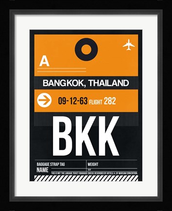 Framed BKK Bangkok Luggage Tag I Print