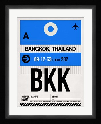 Framed BKK Bangkok Luggage Tag II Print