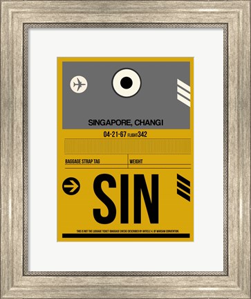 Framed SIN Singapore Luggage Tag I Print
