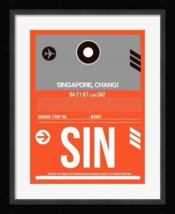 Framed SIN Singapore Luggage Tag II Print