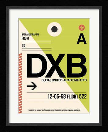 Framed DXB Dubai Luggage Tag I Print