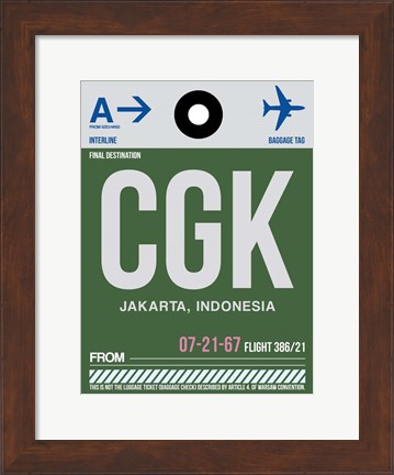 Framed CGK Jakarta Luggage Tag II Print