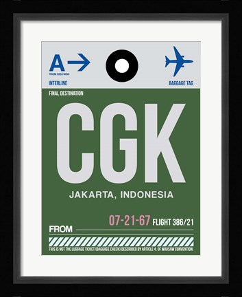 Framed CGK Jakarta Luggage Tag II Print