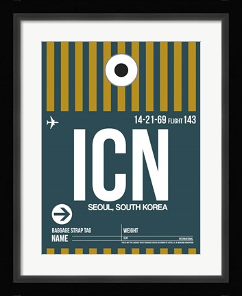 Framed ICN Seoul Luggage Tag II Print