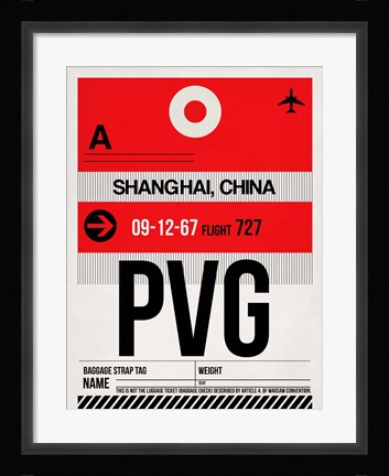 Framed PVG Shanghai Luggage Tag I Print