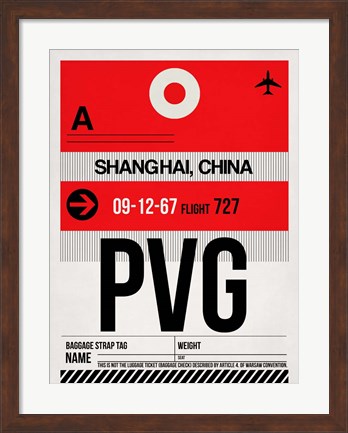 Framed PVG Shanghai Luggage Tag I Print