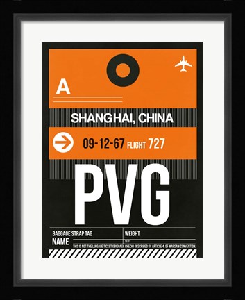 Framed PVG Shanghai Luggage Tag II Print
