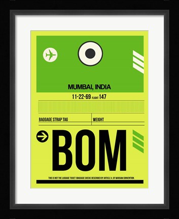 Framed BOM Mumbai Luggage Tag I Print