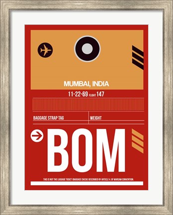 Framed BOM Mumbai Luggage Tag II Print