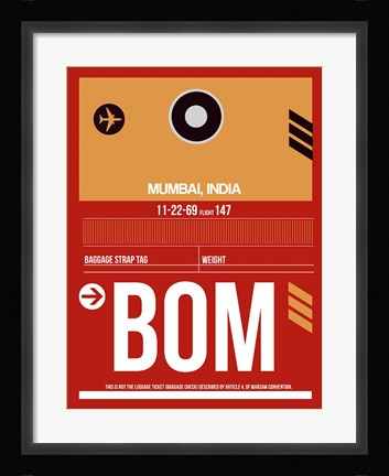 Framed BOM Mumbai Luggage Tag II Print