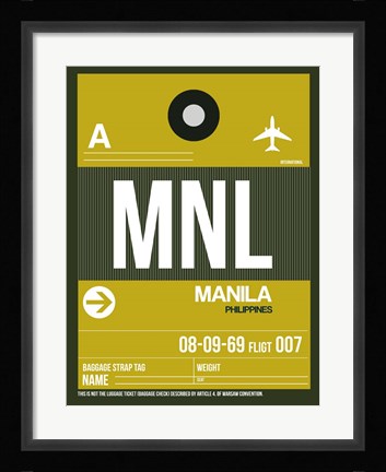 Framed MNL Manila Luggage Tag II Print