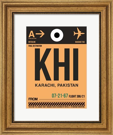 Framed KHI Karachi Luggage Tag I Print