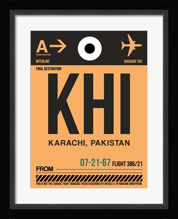 Framed KHI Karachi Luggage Tag I Print