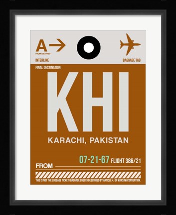 Framed KHI Karachi Luggage Tag II Print