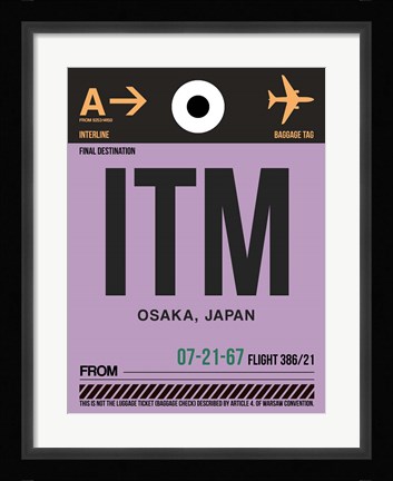Framed ITM Osaka Luggage Tag I Print