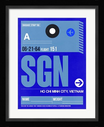 Framed SGN Ho Chi Minh City Luggage Tag I Print