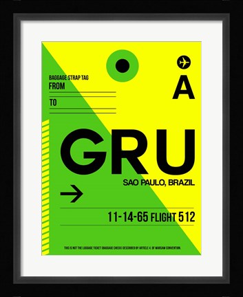 Framed GRU Sao Paulo Luggage Tag I Print