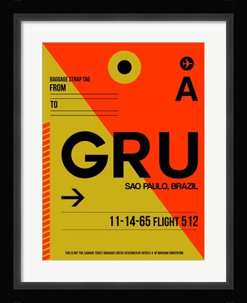 Framed GRU Sao Paulo Luggage Tag II Print