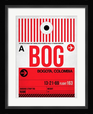 Framed BOG Bogota Luggage Tag I Print