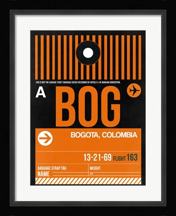 Framed BOG Bogota Luggage Tag II Print