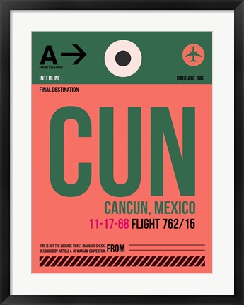 Framed CUN Cuncun Luggage Tag II Print