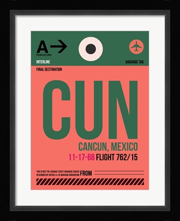 Framed CUN Cuncun Luggage Tag II Print