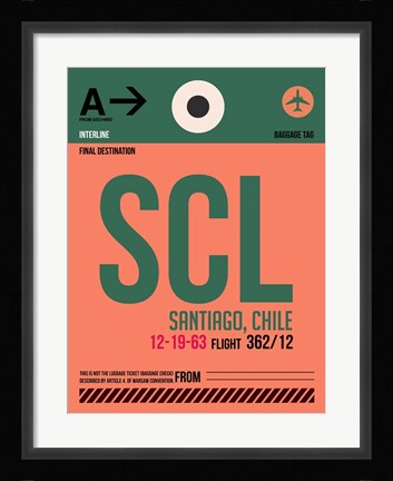 Framed SCL Santiago Luggage Tag I Print