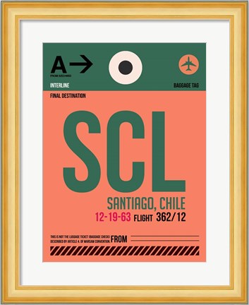 Framed SCL Santiago Luggage Tag I Print