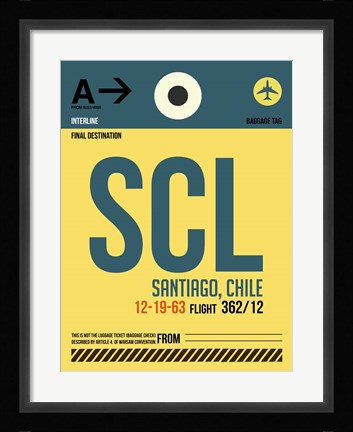 Framed SCL Santiago Luggage Tag II Print