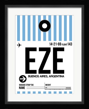 Framed EZE Buenos Aires Luggage Tag I Print