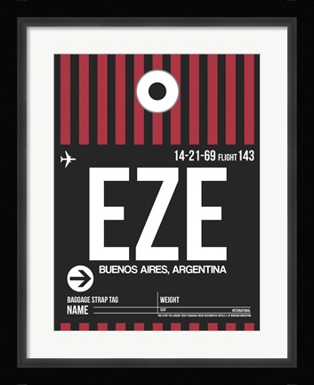 Framed EZE Buenos Aires Luggage Tag II Print