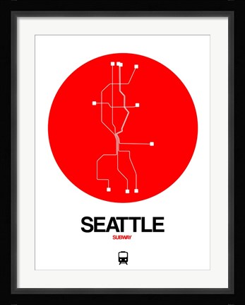 Framed Seattle Red Subway Map Print