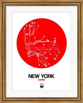 Framed New York Red Subway Map Print