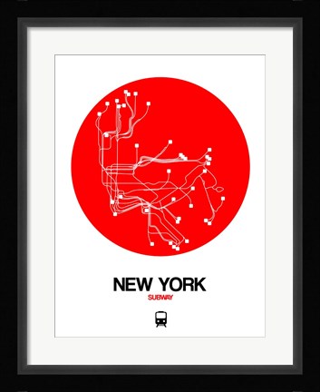 Framed New York Red Subway Map Print