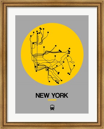 Framed New York Yellow Subway Map Print