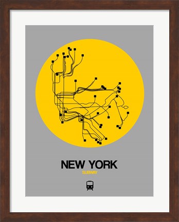 Framed New York Yellow Subway Map Print