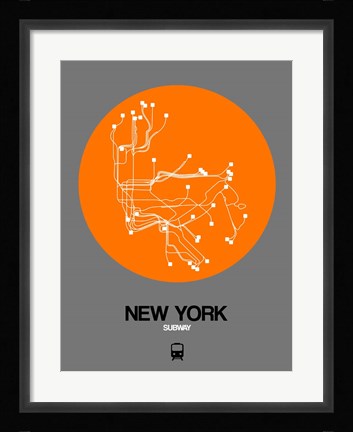 Framed New York Orange Subway Map Print