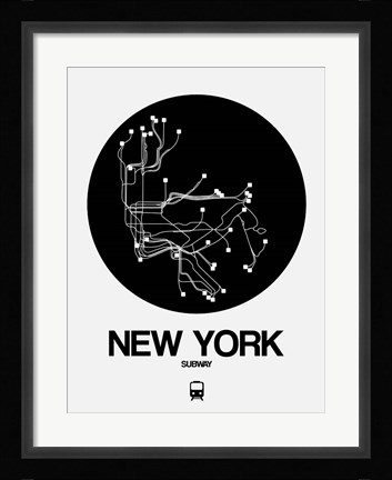 Framed New York Black Subway Map Print