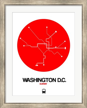 Framed Washington D.C. Red Subway Map Print