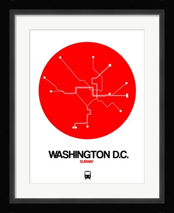 Framed Washington D.C. Red Subway Map Print